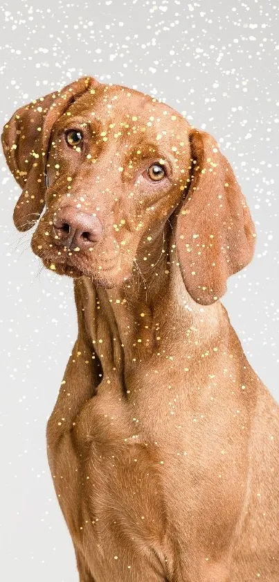 Elegant brown dog portrait with neutral background.