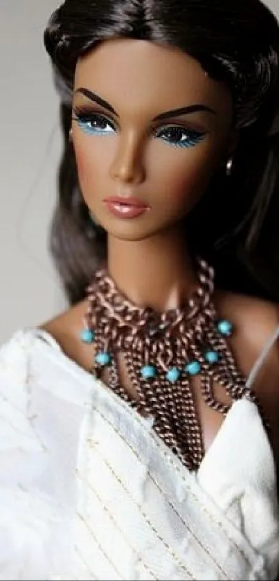 Elegant doll with stylish jewelry and chic design