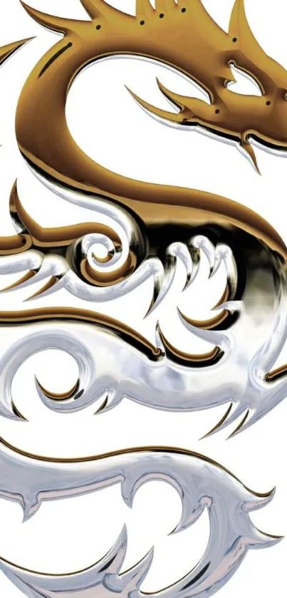 Elegant dragon design with gold and black accents on a white background.