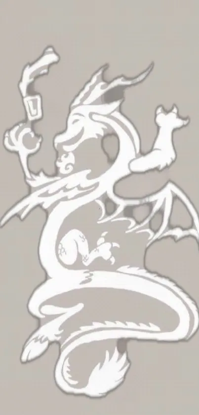 Elegant white dragon silhouette on tan background wallpaper.