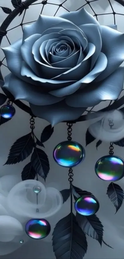 Blue rose and dreamcatcher mobile wallpaper.