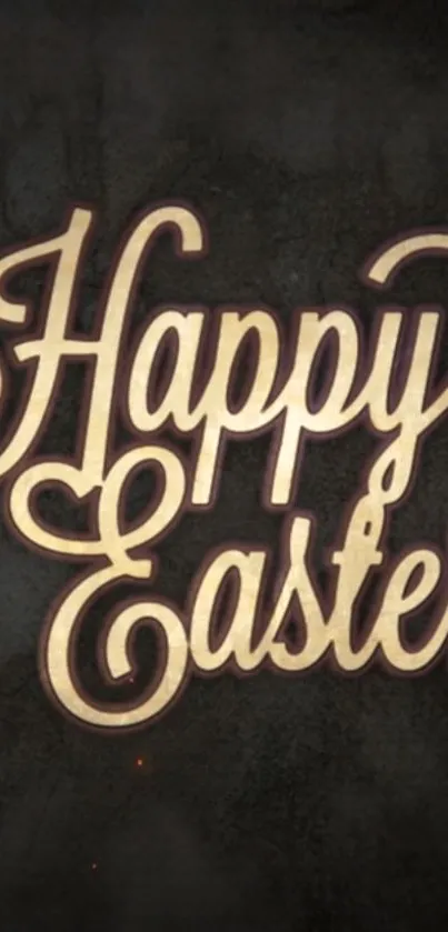 Elegant Happy Easter text on dark background wallpaper.