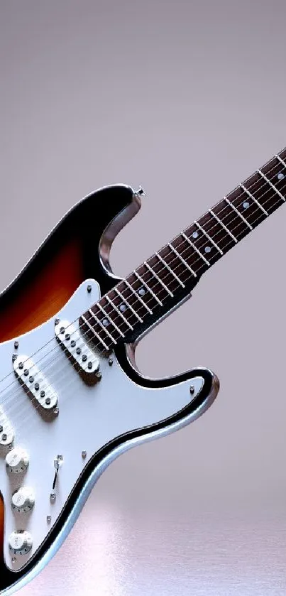 Elegant electric guitar with sleek design against a smooth gradient background.