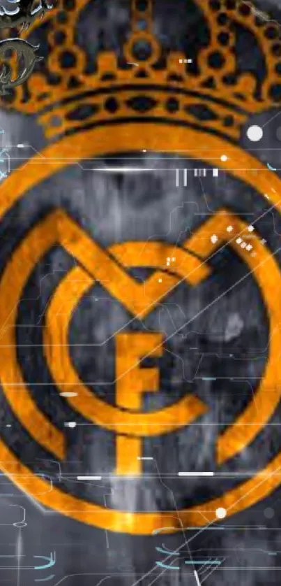 Elegant phone wallpaper with a bold orange emblem.