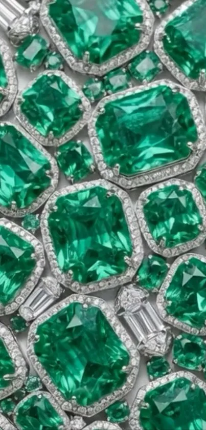 Elegant emerald gemstone pattern wallpaper for mobile devices.