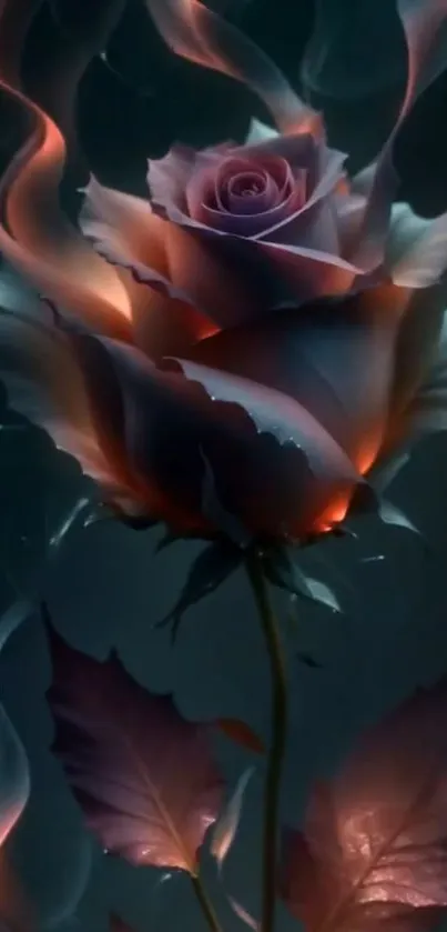 Enchanted rose with mystical glow.