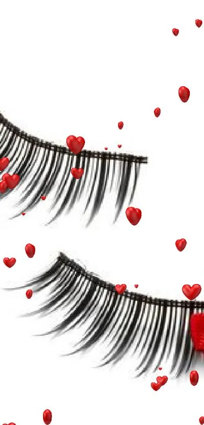 Stylish eyelash wallpaper with red bows, perfect for a chic look.