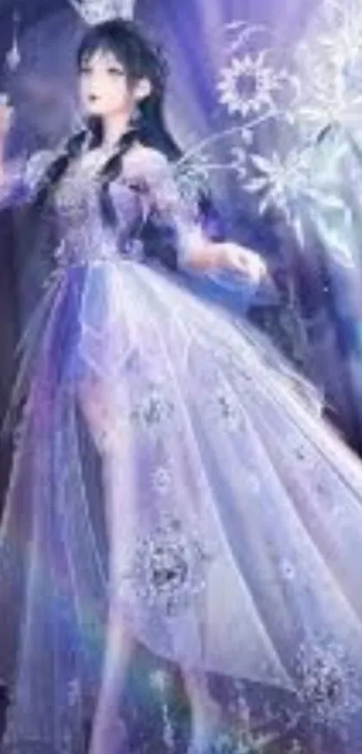 Mystical purple fairy with translucent dress.