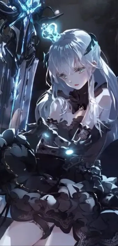 Elegant anime character with flowing hair and magical ambiance.