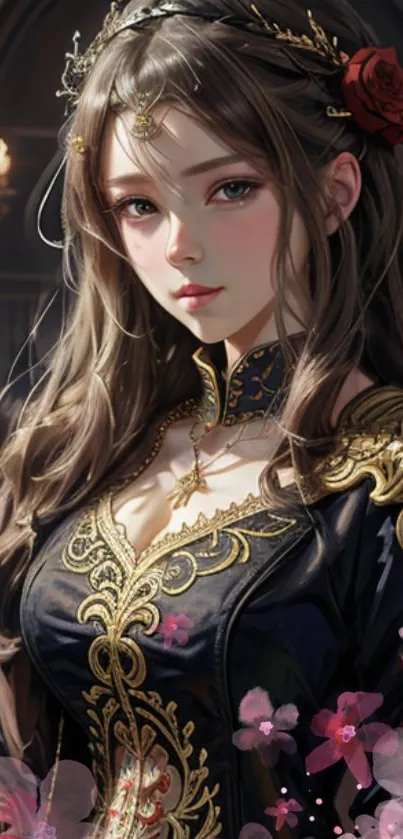 Elegant fantasy art portrait of a woman in royal attire.