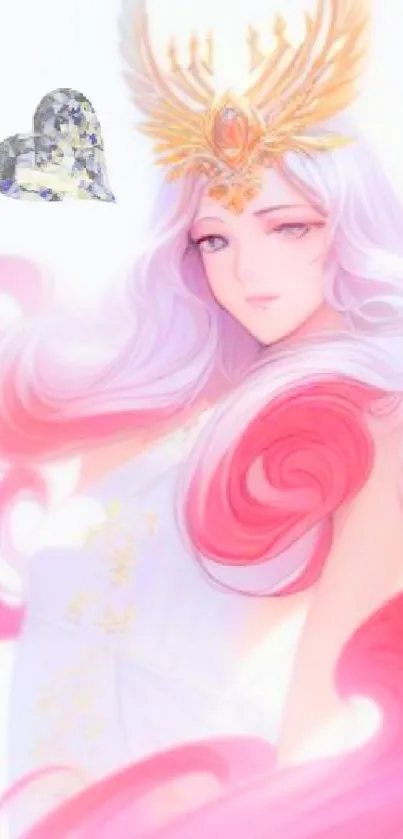 Elegant fantasy art mobile wallpaper with pink hues and mystical vibe.