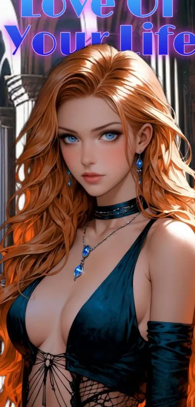 Elegant fantasy character art with copper hues and captivating features.