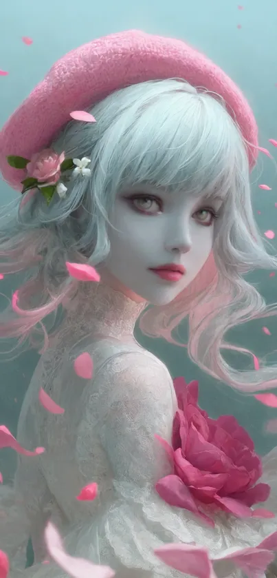 Elegant fantasy character art with ethereal, dreamy tones on mobile wallpaper.