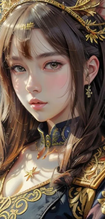 Elegant fantasy artwork featuring a character in royal attire with intricate details.
