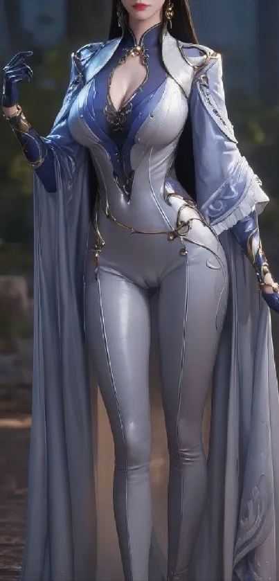 Elegant fantasy character in detailed attire