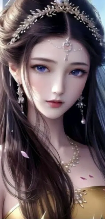 Fantasy portrait art wallpaper with elegant details.