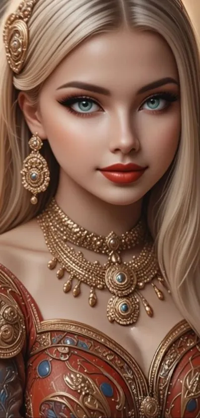 Fantasy portrait of an elegant character with jewelry