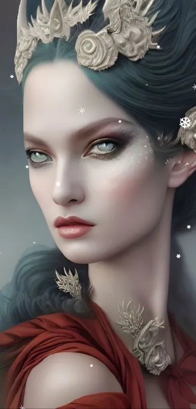 Fantasy portrait wallpaper with intricate details and mystical elements.