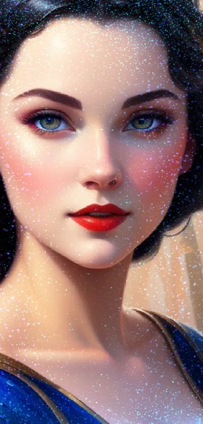 Elegant digital fantasy portrait of a young woman with vibrant colors.