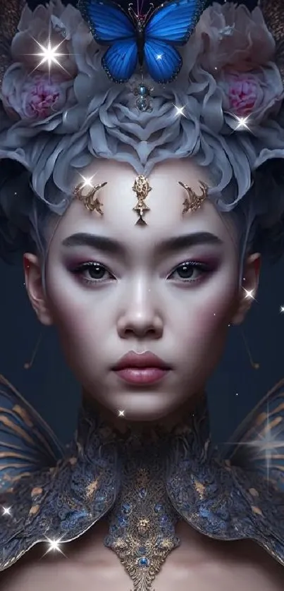 Elegant fantasy portrait wallpaper with intricate and surreal details.