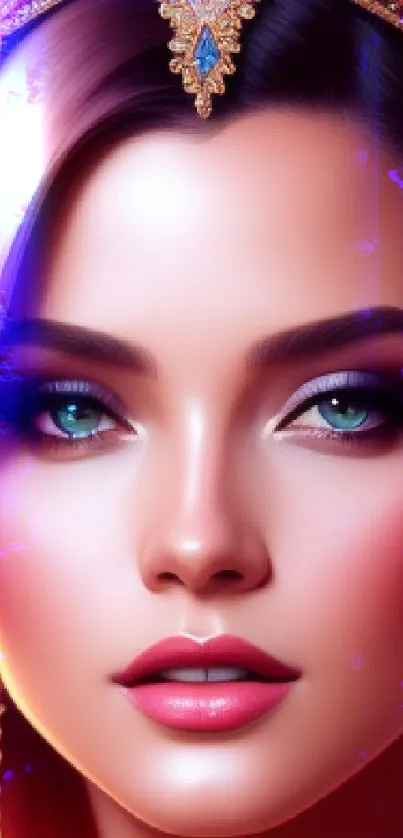 Elegant fantasy digital art portrait with vibrant blue hues.