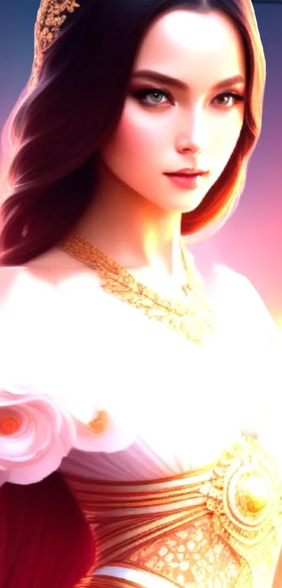 Elegant fantasy princess artwork with vibrant colors.