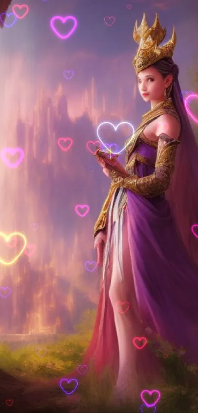 Elegant fantasy princess in lavender setting with mystical ambiance.