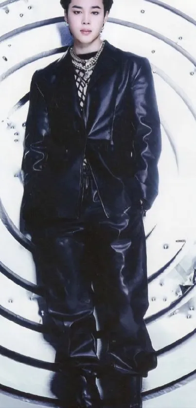 Elegant mobile wallpaper with black suit fashion.