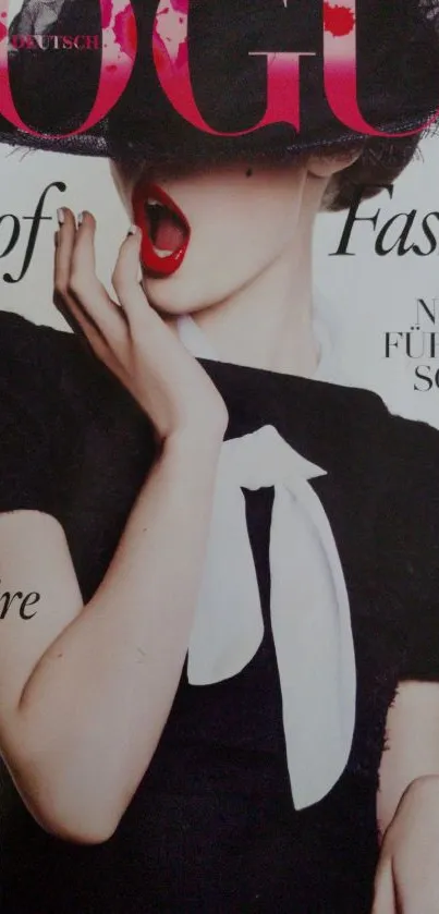 Vogue magazine cover with elegant fashion design and bold typography.