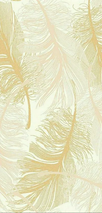 Elegant gold feather pattern wallpaper with a vintage feel.