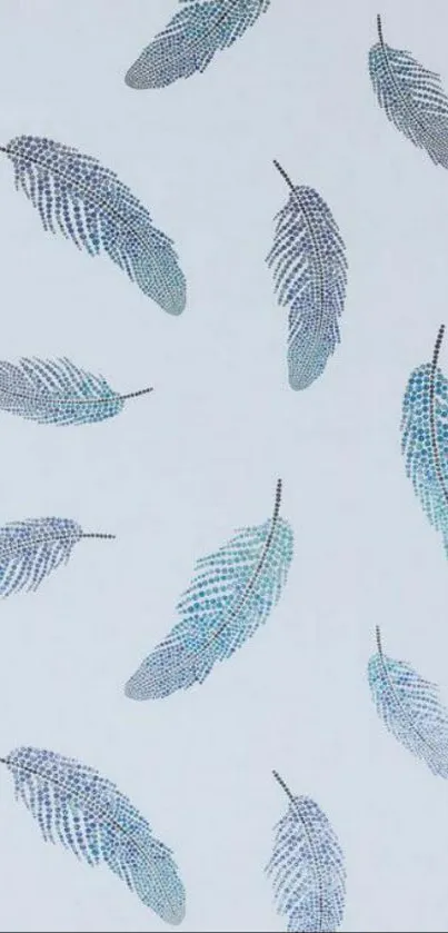 Elegant light blue feather pattern wallpaper for mobile.