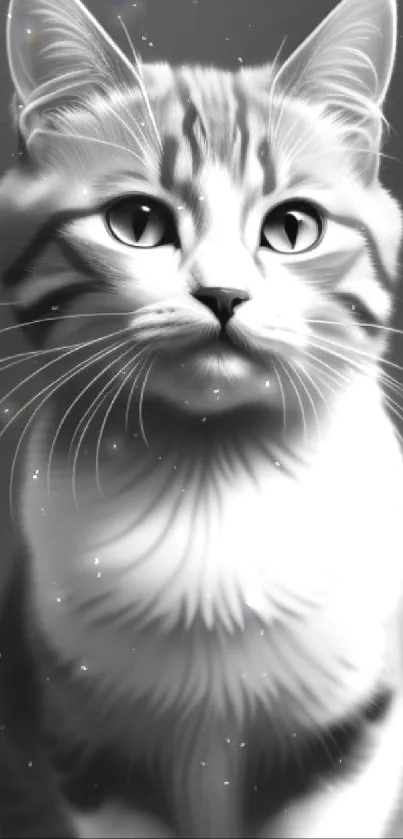 Elegant black and white cat wallpaper for mobile, showcasing fine feline details.