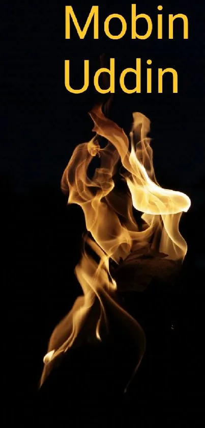 Elegant wallpaper with flickering fire against a dark background.