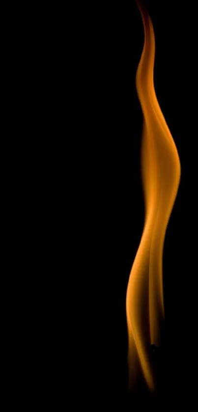 Elegant orange flame on black background wallpaper.