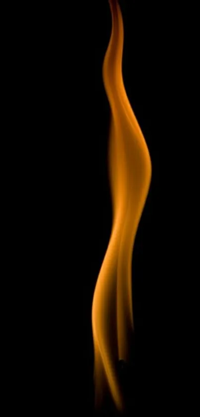 Mobile wallpaper of a single flame on black background.