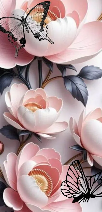 Elegant floral and butterfly wallpaper design