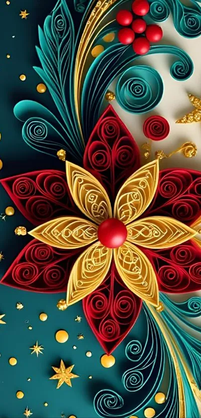Intricate floral art design with vibrant colors.