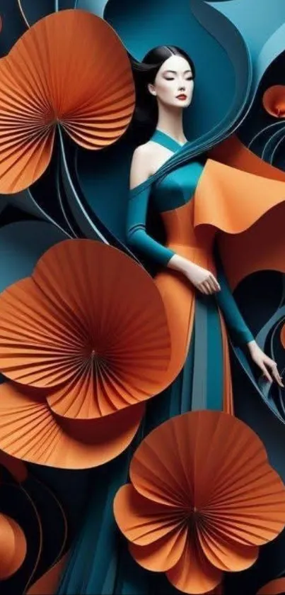 Elegant floral art wallpaper with vibrant colors and modern design.