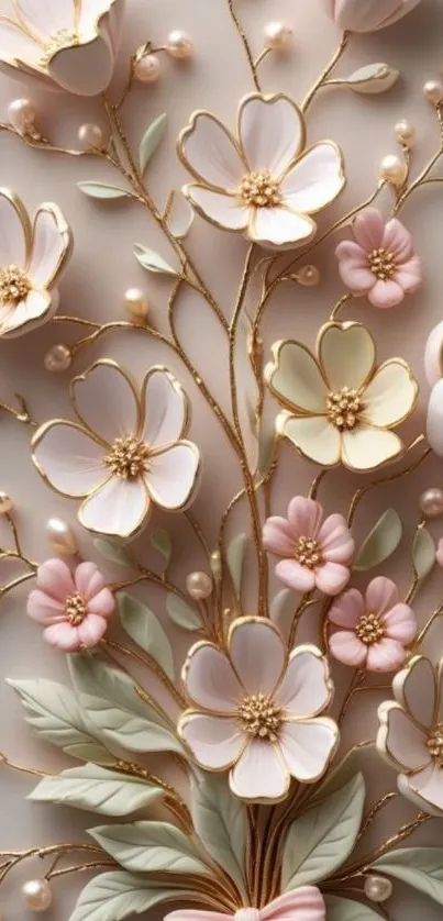 Intricate floral art with pink blooms