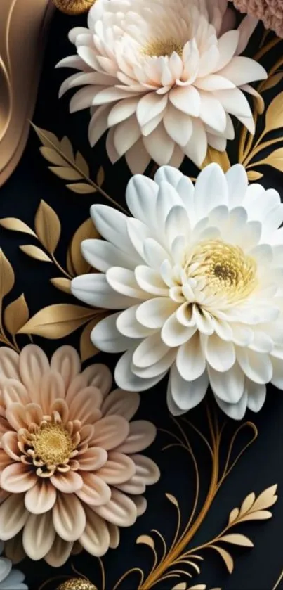 Elegant floral wallpaper with gold accents