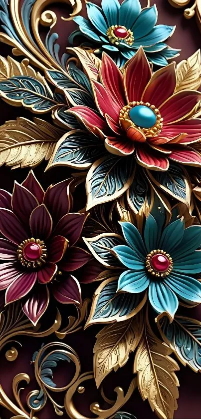 Elegant floral wallpaper with vibrant colors, perfect for mobile screens.