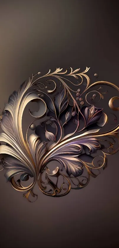 Elegant floral design with dark tones for mobile wallpaper.