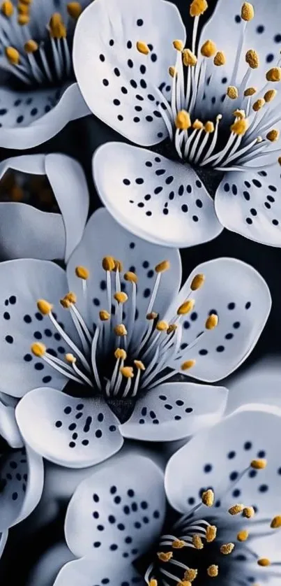 Elegant white floral blossoms with delicate yellow stamens.