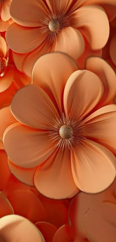 Elegant orange floral wallpaper with detailed petals.