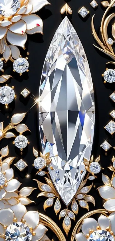 Luxurious floral and diamond art wallpaper for mobile phones.