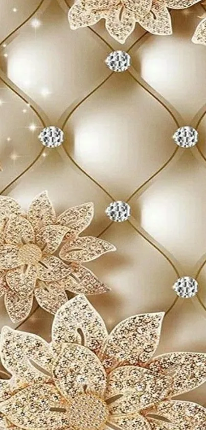 Luxurious floral wallpaper with diamonds