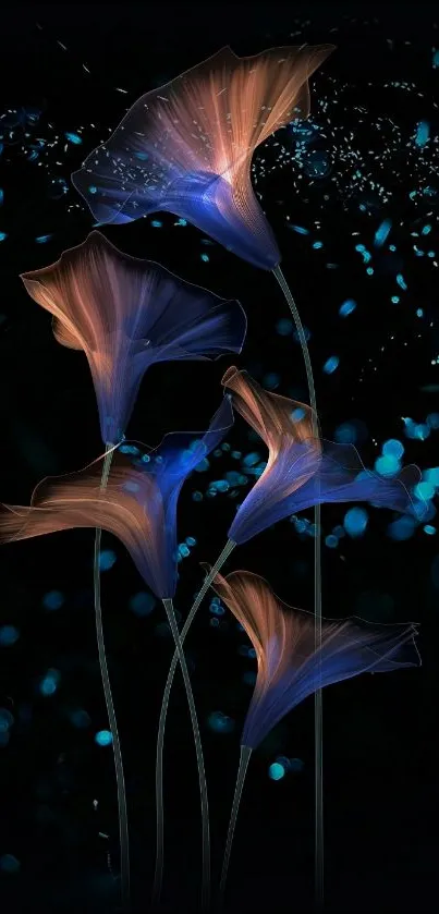 Elegant digital art showcasing glowing flowers.