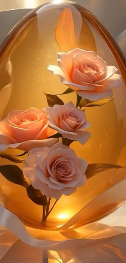 Elegant golden egg with floral design for mobile wallpaper.