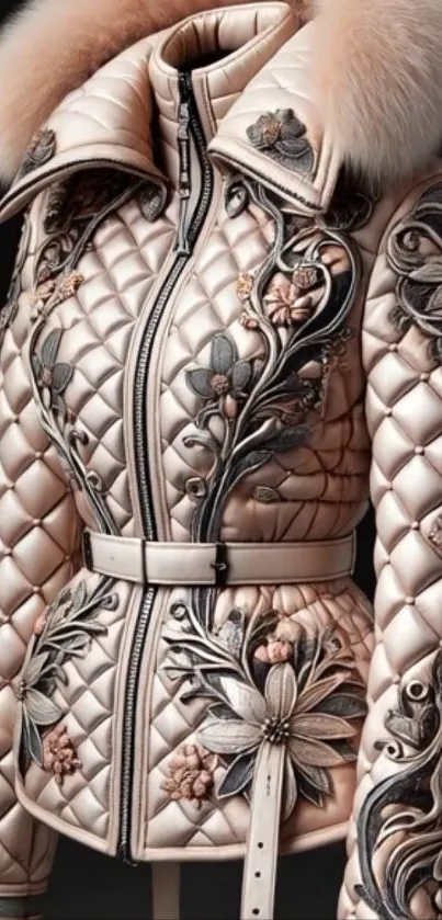 Elegant quilted jacket with floral embroidery