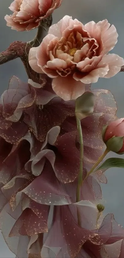 Artistic image of a floral dress with flowers as the focal point.